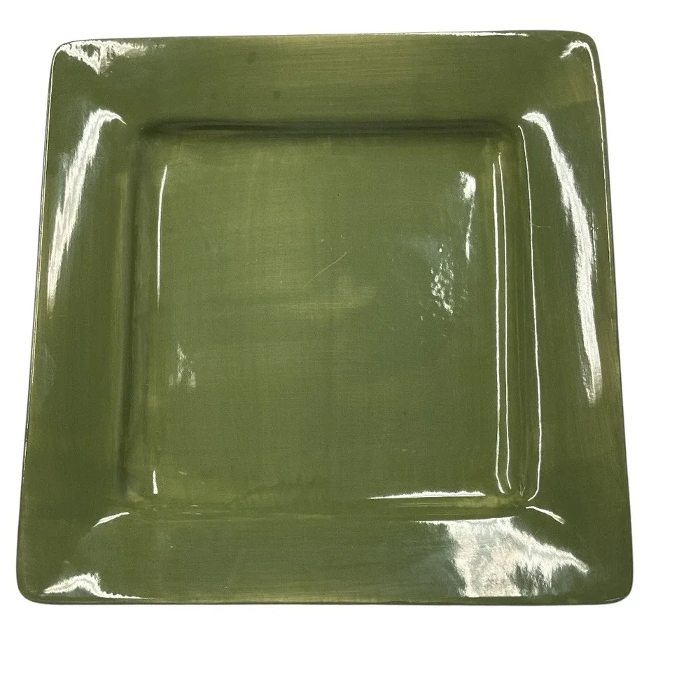 Pier 1 Imports‎ Square Dinner Plate Green Earthware Essential Colours Home Decor